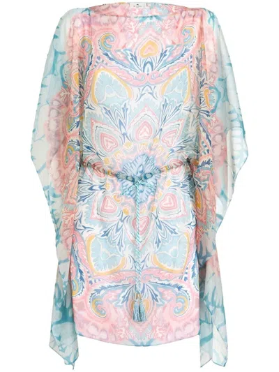 Etro Mini Dress With Paisley Sunburst In Multi