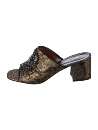 Pre-owned Etro Paisley Print Beaded Accents Sandals In Gold