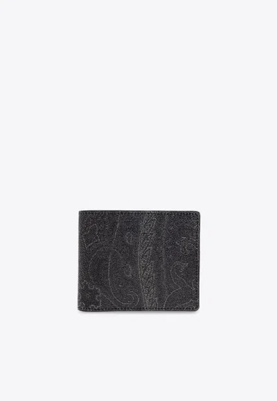 Etro Paisley-print Bi-fold Wallet In Black