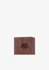 Etro Paisley-print Jacquard Wallet In Brown