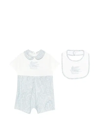 Etro Paisley-print Bib Babygrow (set Of Two) In White