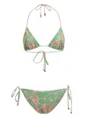Etro Green And Pink Paisley Print Bikini Set In Green
