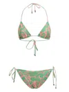 Etro Green And Pink Paisley Print Bikini Set In Green