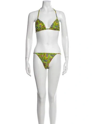 Pre-owned Etro Paisley Print Bikini In Green