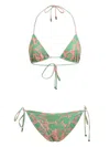 Etro Green And Pink Paisley Print Bikini Set In Green