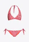 Etro Paisley Halterneck Bikini In Red