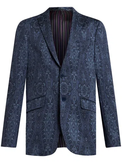 Etro Paisley-print Blazer In Blue
