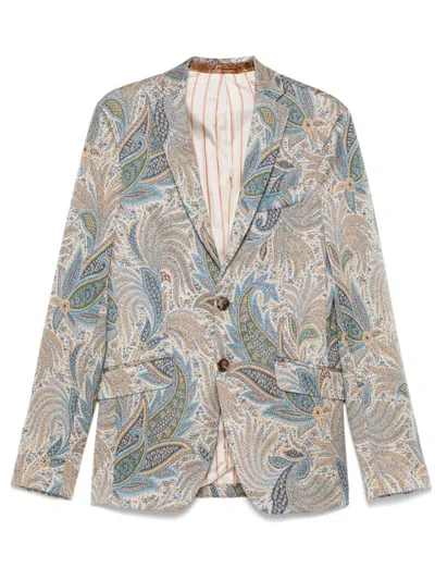 Etro Paisley-print Blazer In Blue