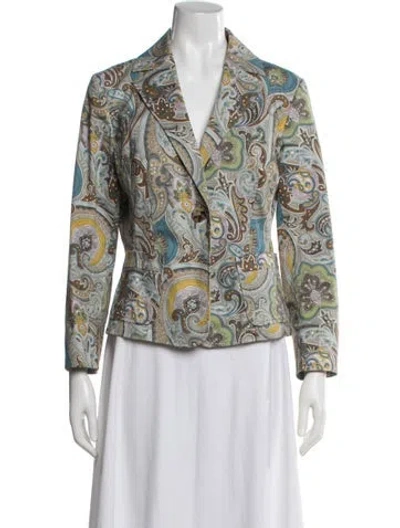 Pre-owned Etro Paisley Print Blazer In Blue/green