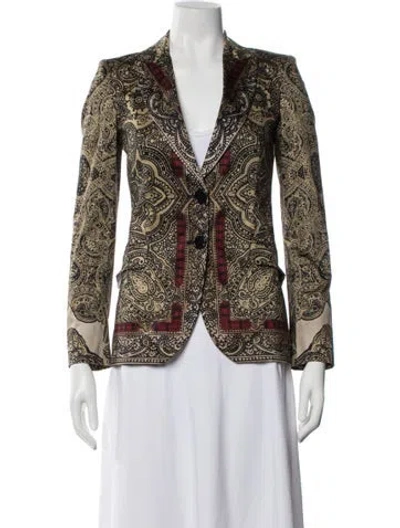 Pre-owned Etro Paisley Print Blazer In Gold