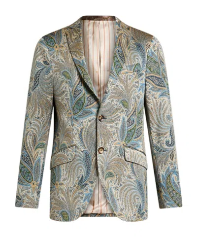 Etro Foliage-design Cotton-blend Blazer In Multi