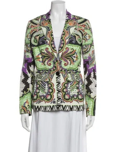 Pre-owned Etro Paisley Print Blazer In Green