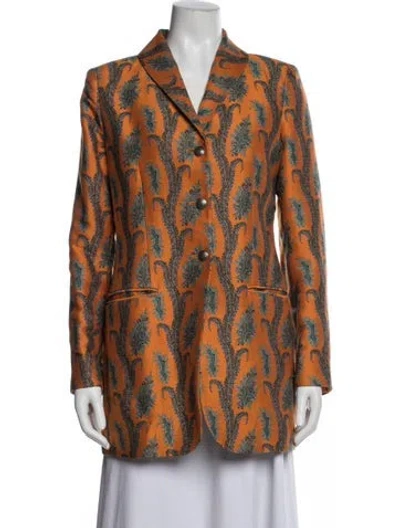Pre-owned Etro Paisley Print Blazer In Orange