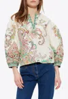 Etro Multicolor Blouse With V-neck And All-over Floral Print In Cotton Woman