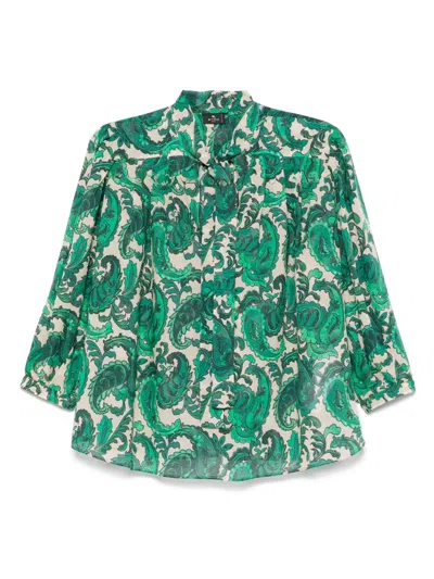 Etro Paisley-print Blouse In Green