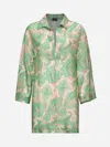 Etro Paisley Print Cotton And Silk Blouse In Rosa/verde