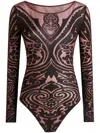 Etro , Paisley Tattoo Bodysuit, Woman, Dark Brown, Size M In Pink