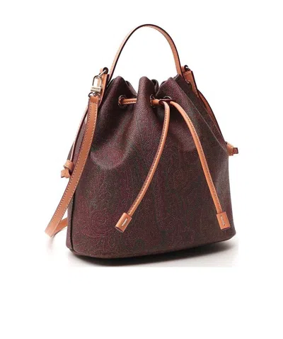 Etro Paisley-print Bucket Bag In Brown