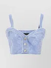 Etro Paisley Print Button Detail Cropped Top In Blue