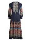 Etro Paisley-print Button-front Midi Dress In Blue