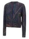 Etro Paisley-print Buttoned Cardigan In Blue