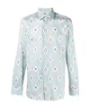 Etro Ikat-print Striped Cotton-poplin Shirt In Blue