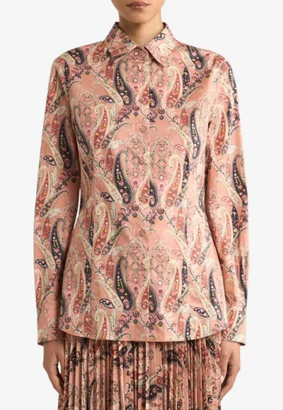 Etro Paisley Print Buttoned Shirt In Brown