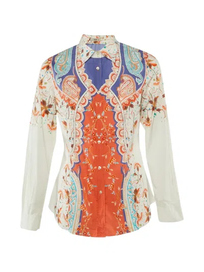 Pre-owned Etro Paisley Print Button-front Shirt In White