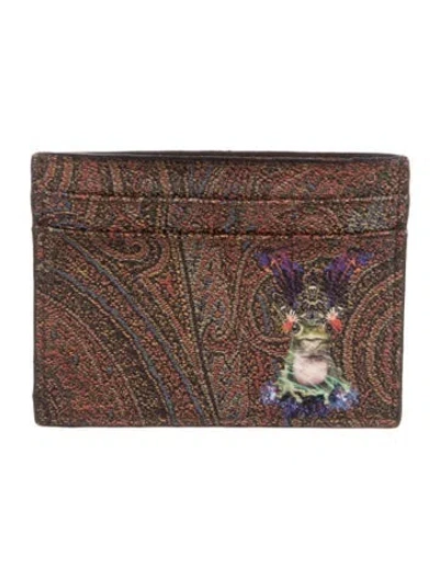 Pre-owned Etro Paisley Print Card Holder In Black