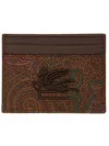 Etro Paisley Print Card Holder In Brown