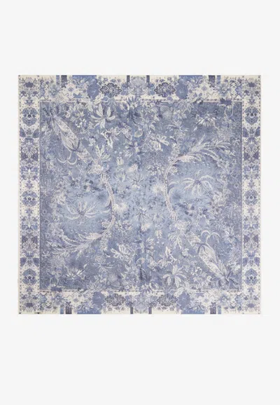 Etro Paisley Print Cashmere Scarf In Blue