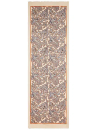 Etro Paisley-print Cashmere Scarf In Neutrals