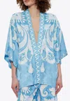 Etro Paisley Print Casual Kimono Top In Light Blue