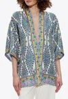 Etro Paisley Print Casual Kimono Top In Multicolor