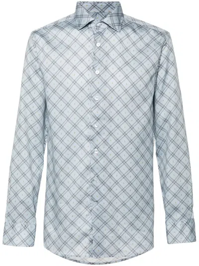 Etro Kariertes Hemd Mit Paisley-print In Blau