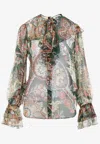 Etro Ruffled Floral-print Silk-crepon Blouse In Multicolor