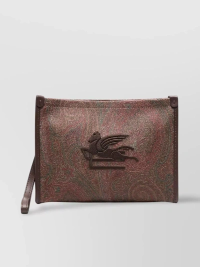 Etro Paisley-jacquard Clutch Bag In Brown