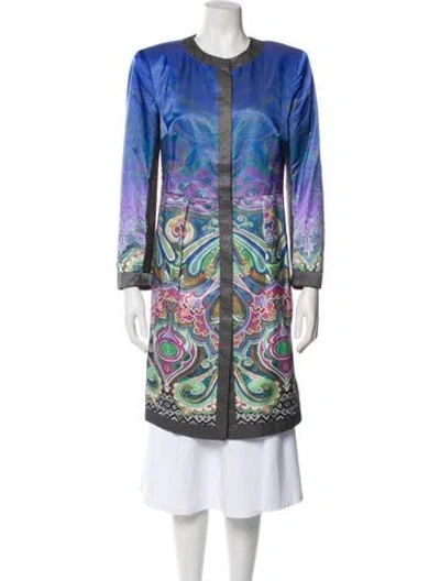 Pre-owned Etro Paisley Print Coat In Blue