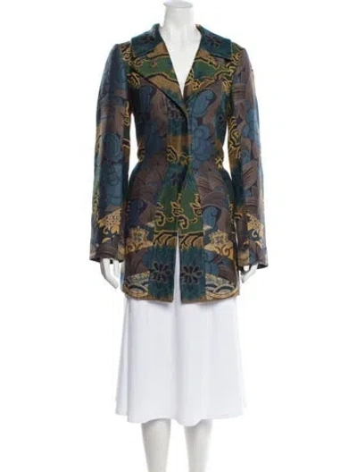 Pre-owned Etro Paisley Print Coat In Blue