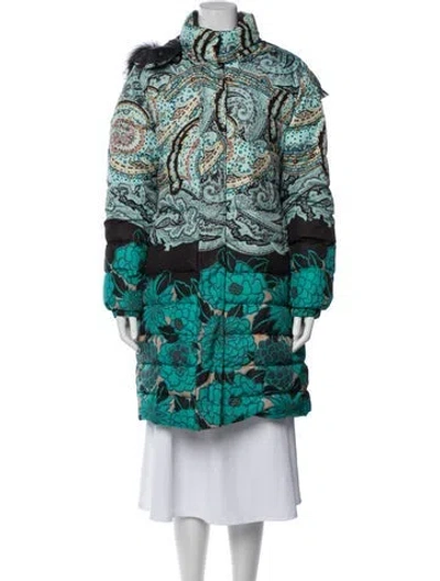 Pre-owned Etro Paisley Print Coat In Green
