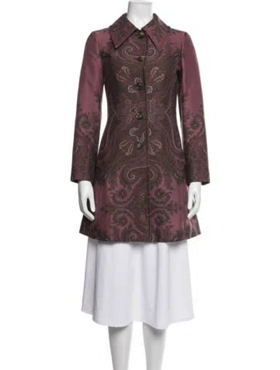 Pre-owned Etro Paisley Print Coat In Purple