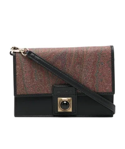 Etro Paisley-print Coated Crossbody Bag In Black