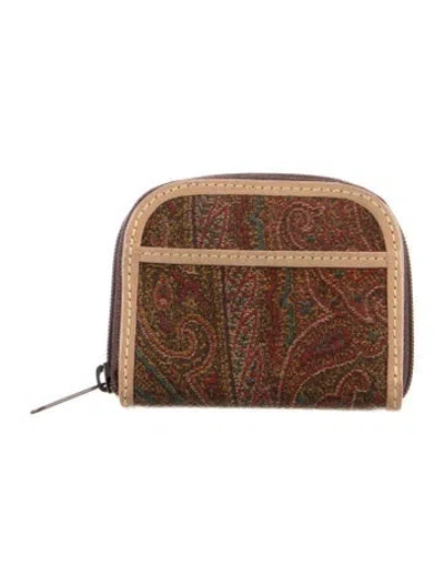 Pre-owned Etro Paisley Print Coin Pouch In Brown