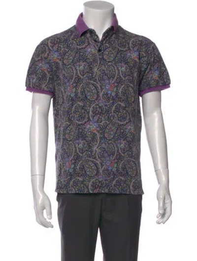 Pre-owned Etro Paisley Print Collar Polo Shirt In Purple