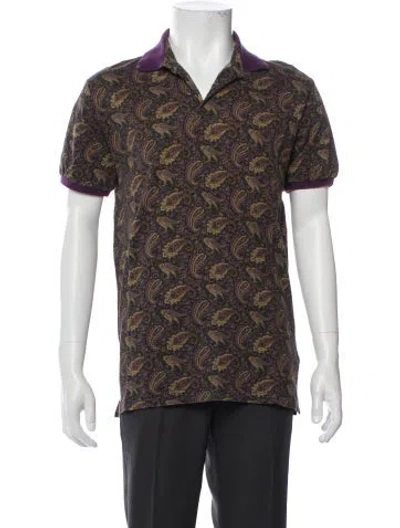 Pre-owned Etro Paisley Print Collar Polo Shirt In Purple