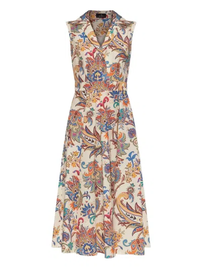 Etro Paisley-print Collared Midi Dress In Brown