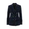 Etro Paisley Print Corduroy Double-breasted Jacket In Blue