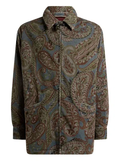 Etro Paisley-print Corduroy Jacket In Brown