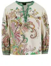 Etro Multicolor Blouse With V-neck And All-over Floral Print In Cotton Woman In Multicolor