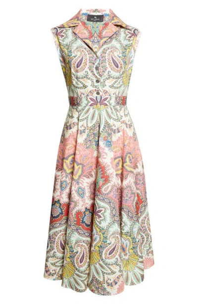 Etro Paisley Print Cotton Poplin Shirtdress In Multi